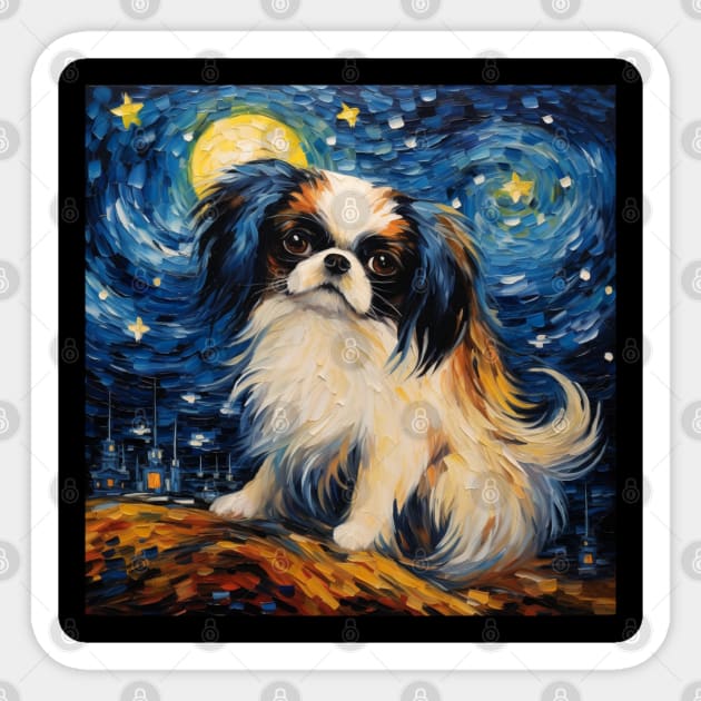 Japanese Chin painted by Vincent Van Gogh Sticker by NatashaCuteShop